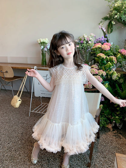 Girls' dress 2023 new summer dress children's Korean version casual pearl skirt princess dress baby summer sweet
