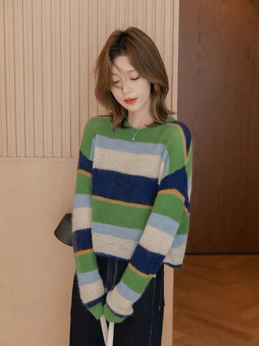 Small grain loose and thin sweater women's autumn 2022 new temperament long-sleeved knitted cardigan lazy wind short top