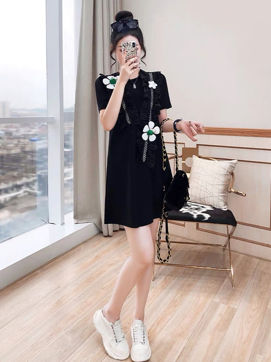 Royal sister skirt women's 2022 new summer dress casual niche tea break French temperament black Hepburn dress