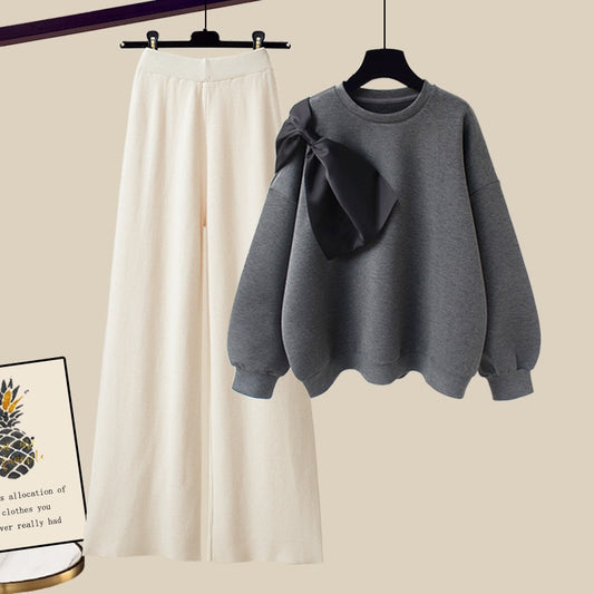 long sleeve sweater knitted pants two piece set