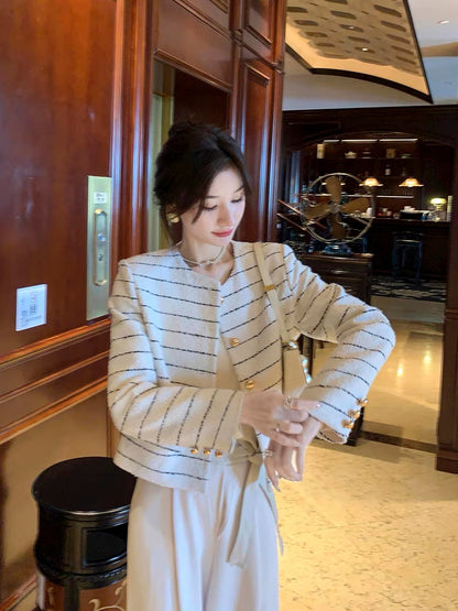 GUOGUOWOMEN tweed vest women's autumn new small fragrance V-neck sleeveless outer jacket 1106