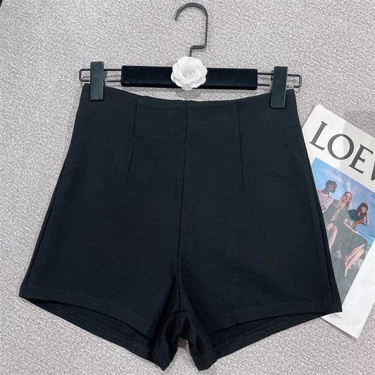 2022 summer new French temperament, all-match, slim and irregular high waist casual suit shorts women 1609