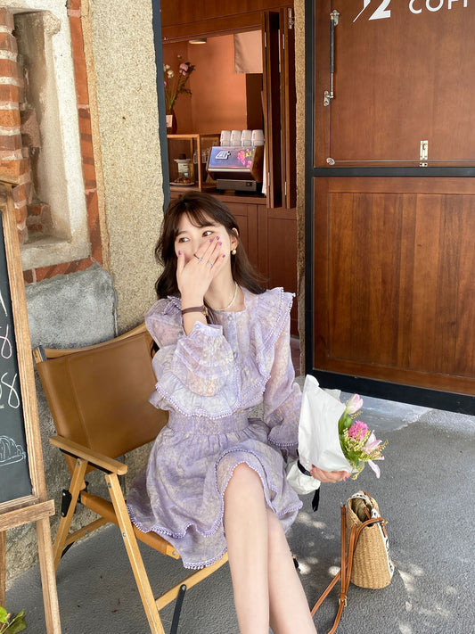Berry likes you and likes a large custom purple floral shirt short skirt pants two-piece gentle tencel suit