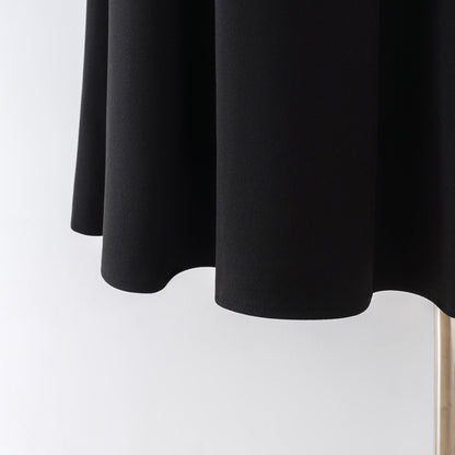 Black high waist a-line skirt women's autumn and winter small 2022 new pleated skirt commuting mid-length skirt