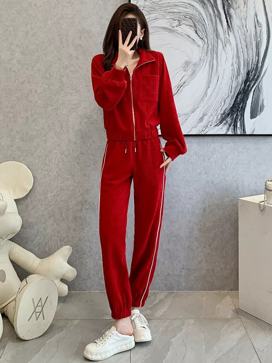 High-quality sports and leisure suits women's autumn 2022 new fashion fashionable fashionable cardigan sweater two-piece trend