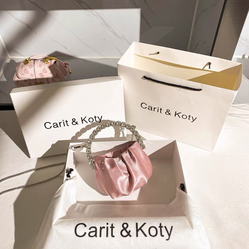 Carit Koty mini handbag women's summer 2022 new pleated chain rhinestone bag lipstick coin purse