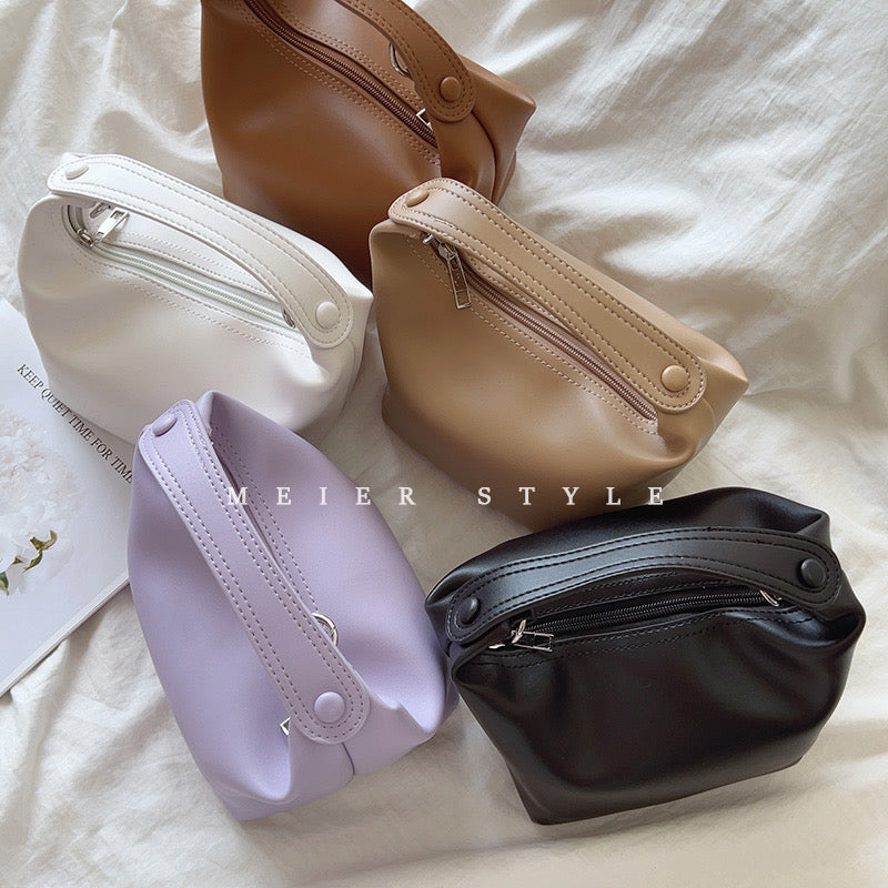 Korean ins macaron soft leather dumpling bag mini handbag fashion all-match single shoulder Messenger bag bucket bag female