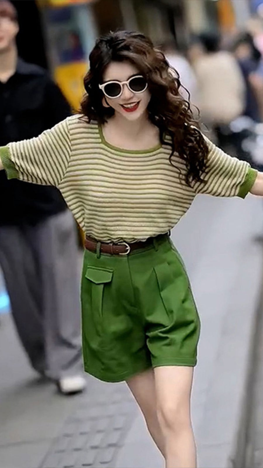 Summer new pear-shaped body tea wear a complete set with milk system slightly fat and thin cover meat two-piece suit for women