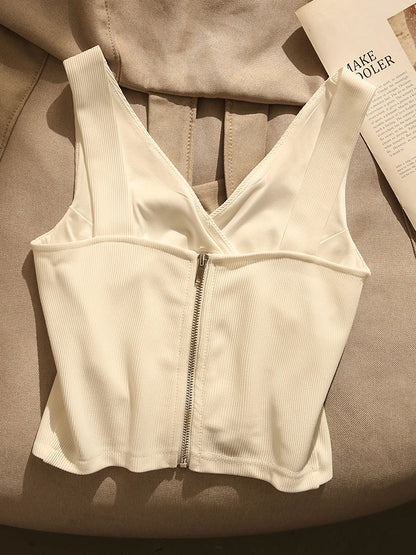 Black hot girl sexy cross camisole women's suit with bottoming and outer wear short design sleeveless top