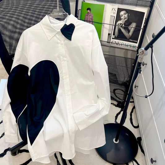 CHUNDADA long-sleeved love shirt women's early autumn 2022 new design white top shirt jacket