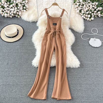 Korean version of the summer age-reducing all-match casual overalls women's waist slimming loose straight wide-leg jumpsuit long trousers