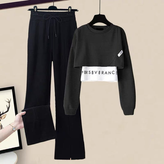 Autumn and autumn clothes, small lazy people wear fashionable wide-leg pants suits 2022 new women's spring fried street two-piece suit 1184