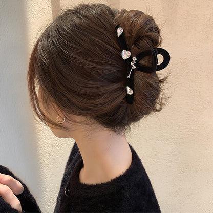 Lazy Weekend ~ Autumn and Winter Flocking Flashing Diamond Large Hair Accessories Barrette Female Back of the Head Shark Clip Clip Headwear