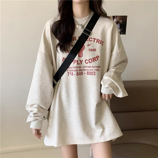 Design sense fried street salt sweater women's loose autumn thin Japanese style lazy style oversize long-sleeved top trendy