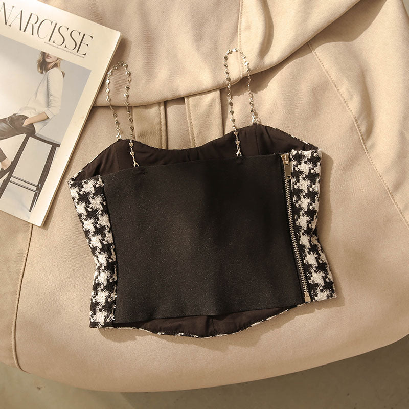 French chic and unique camisole women's inner and outer wear hot girl wrapped chest sexy design bottoming tube top top