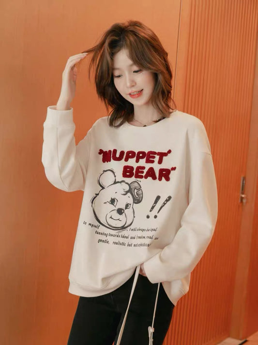 [Original Grain Bear] Small man pullover round neck sweater women's 2022 new autumn clothing design sense niche top