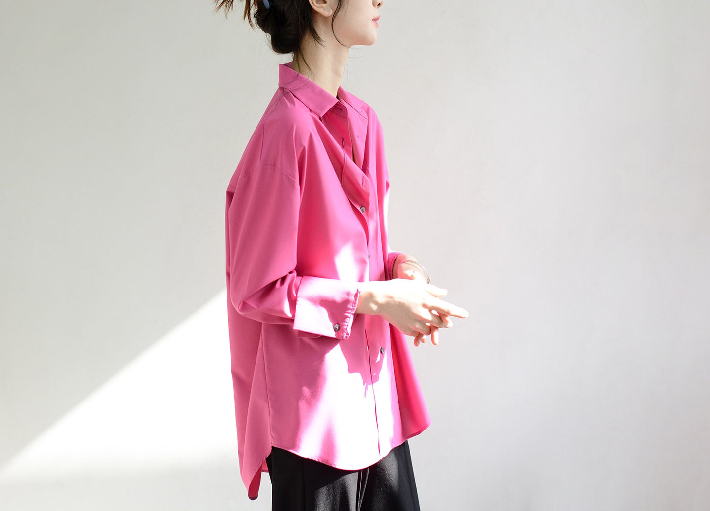 TrrStyle full of fashion atmosphere wide-brimmed placket shirt women's long-sleeved loose purple shirt new product