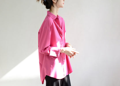 TrrStyle full of fashion atmosphere wide-brimmed placket shirt women's long-sleeved loose purple shirt new product