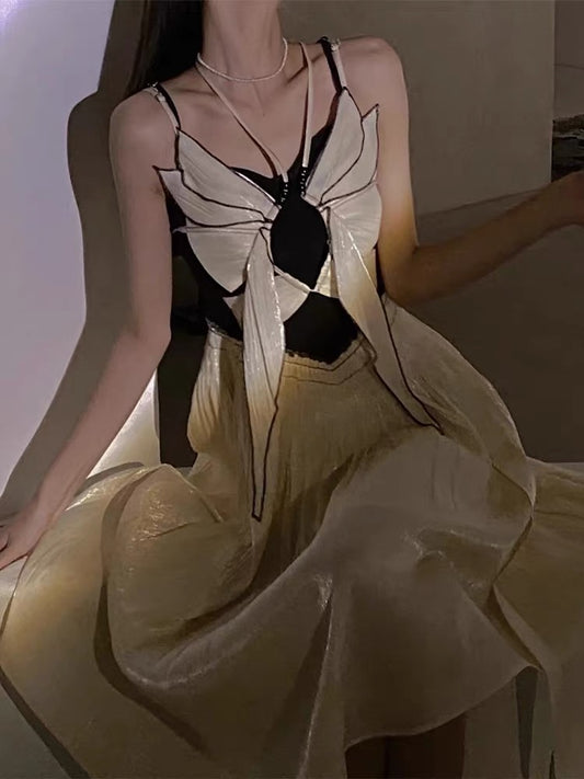 JZ artisan "Butterfly White Moonlight" high-end dress 2022 new summer women's French suspender dress 1323