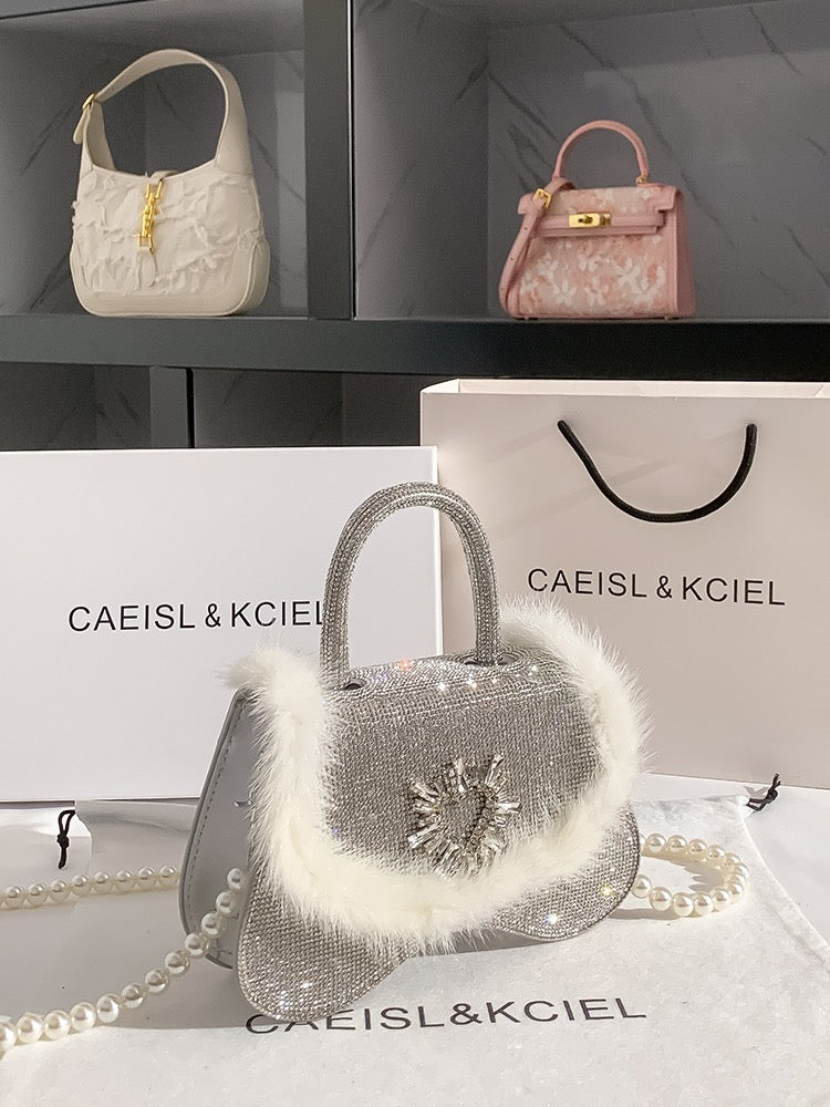 CAEISL&KCIEL women's bag niche design high-end plush diamond handbag women's 2023 new messenger bag
