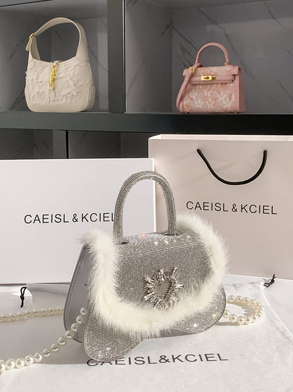 CAEISL&KCIEL women's bag niche design high-end plush diamond handbag women's 2023 new messenger bag