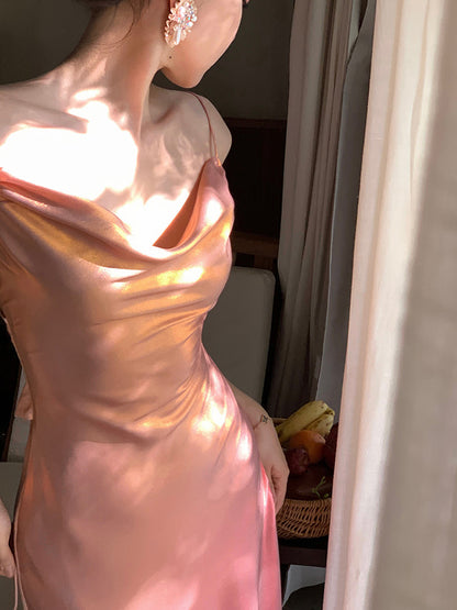 Xiaoli Gradient Mermaid Ji Spring and Summer Sling Bag Hip Dress French Temperament Advanced Sexy Waist Mermaid Skirt