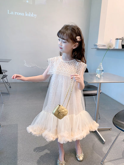 Girls' dress 2023 new summer dress children's Korean version casual pearl skirt princess dress baby summer sweet