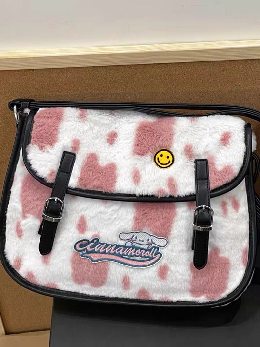 Niche design 2022 autumn and winter new furry large-capacity shoulder bag diagonal commuting Cambridge tote bag women