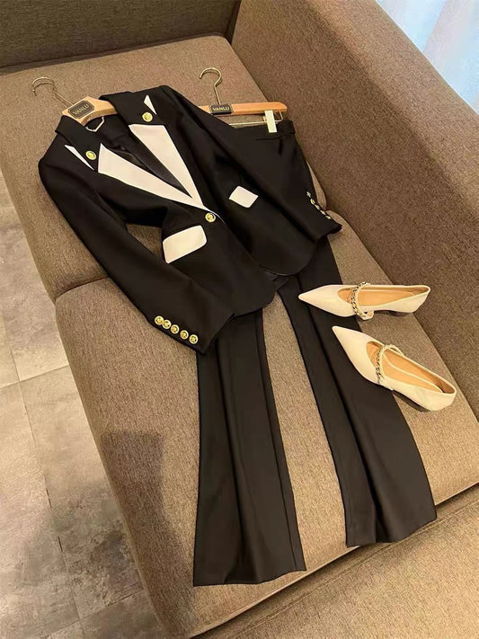VANLU Advanced Color Matching~Modern Editor-in-Chief Aura!  Metal Button Slim Fit Commuter Suit + Pull-Up Pants Suit 1725