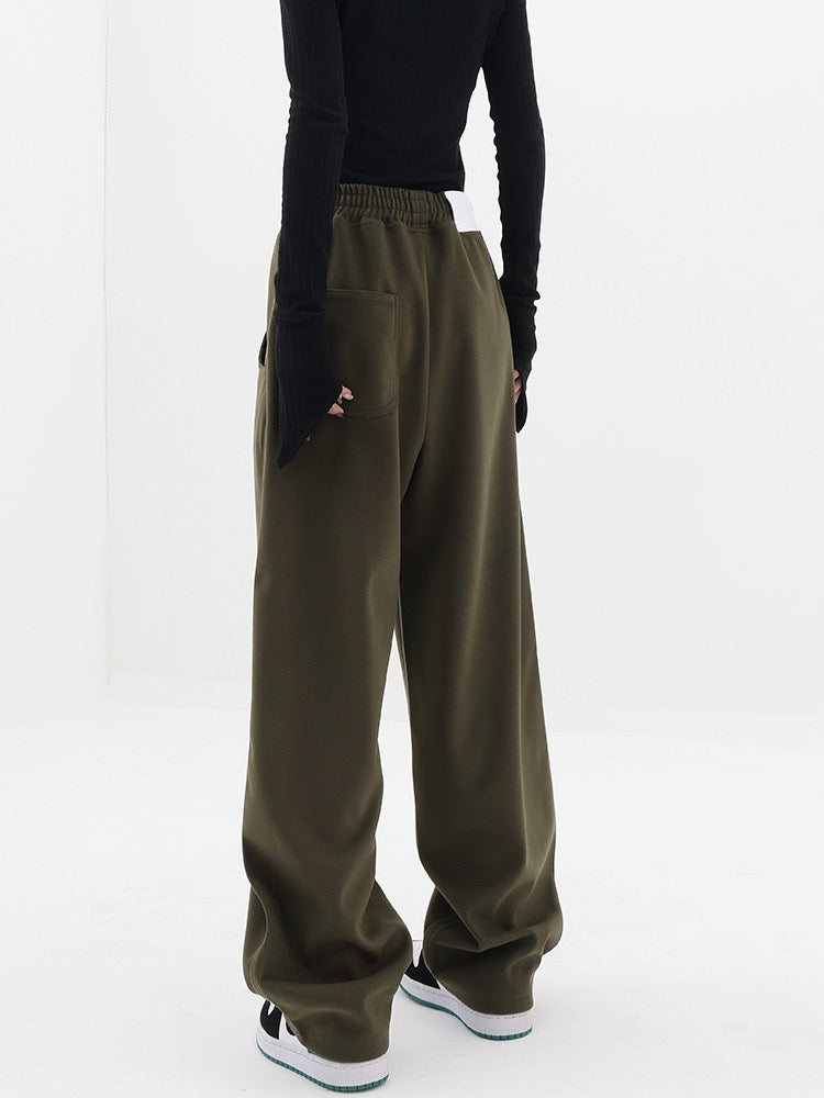KEN STUDIO winter thickened sports pants women's autumn and winter woolen pants wide-leg pants casual pants banana pants pants