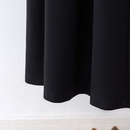 Black woolen a-line skirt women's autumn and winter 2022 new high-waisted pleated skirt small mid-length skirt