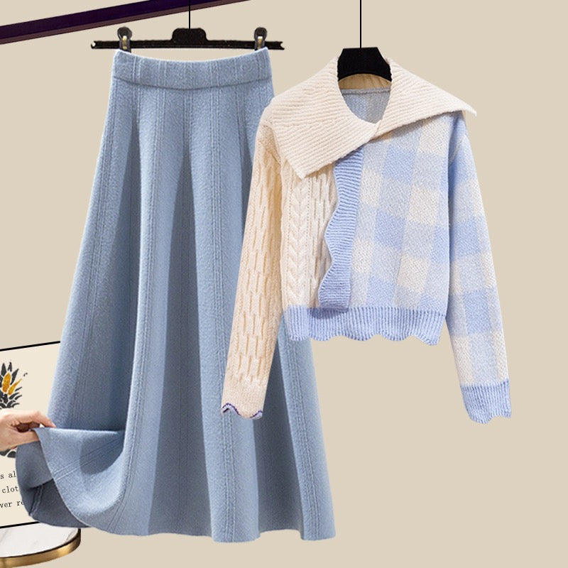 knitted sweater skirt two piece set