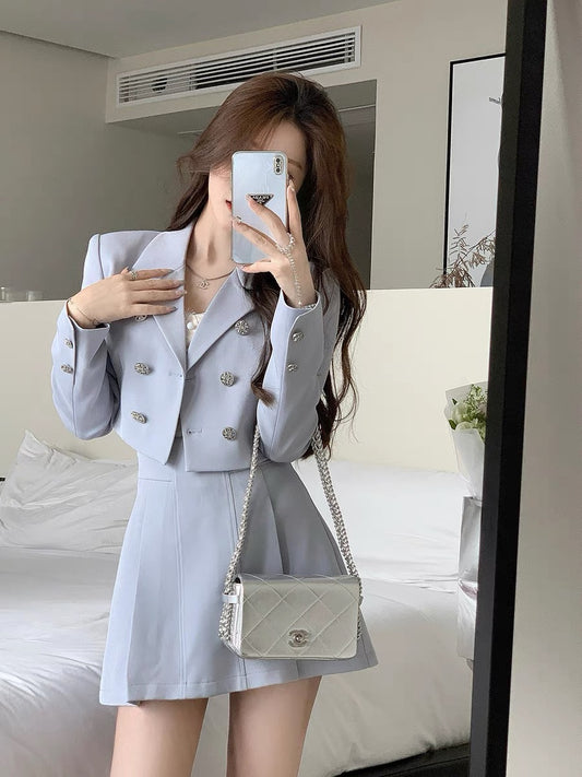 JustQin [When a Day in Cheongdam-dong Beauty] 2022 Autumn/Winter Extravagant Suit Jacket Half Skirt Women's Suit