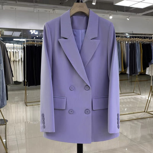2022 Spring and Autumn New Taro Purple British Style Suit Jacket Women's High-end Sensation Goddess Fan Temperament Professional Suit