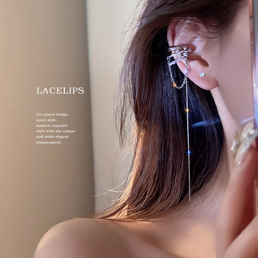 High-quality long pearl tassel ear clip female niche design without ear piercing ear bone clip 2022 new trendy earrings