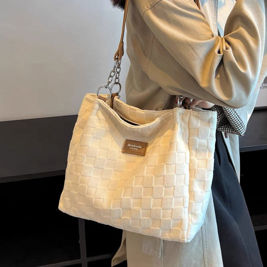 High-end bag women's 2022 new summer college students class one-shoulder canvas bag commuting large-capacity tote bag