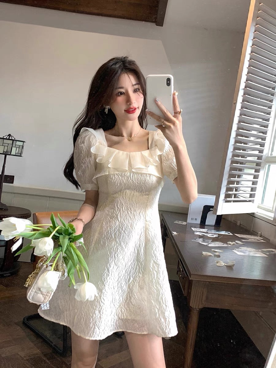 GUOGUOWOMEN Guoguojia solid color simple wood ear decorative textured fashion retro all-match dress 14