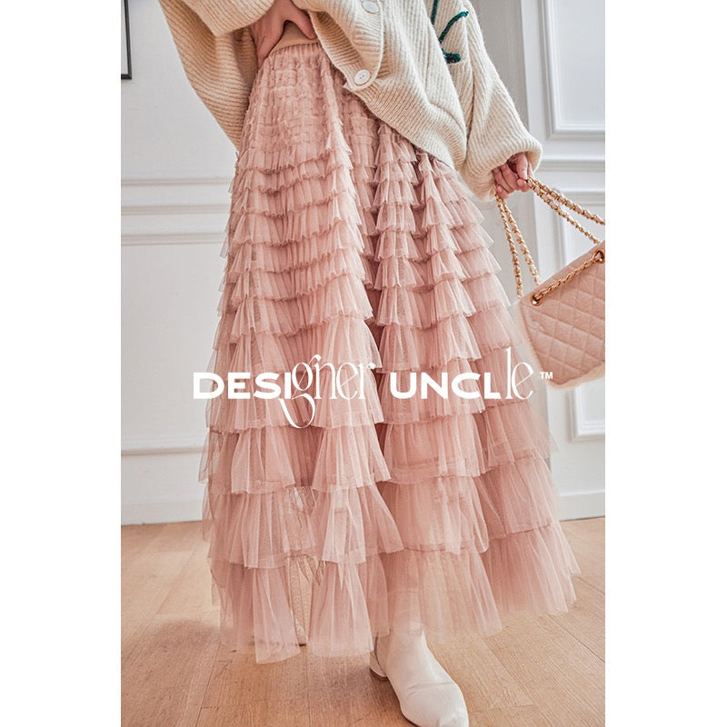 Designer Uncle Skirt Women's Autumn and Winter Retro Gentle Style Mesh Cake Dress is Popular This Year