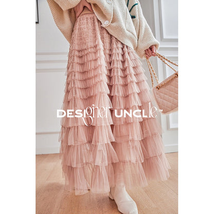Designer Uncle Skirt Women's Autumn and Winter Retro Gentle Style Mesh Cake Dress is Popular This Year