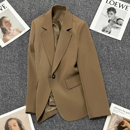 Coffee-colored arch needle suit jacket women's autumn 2022 new one-button high-end fashion all-match niche suit 1766