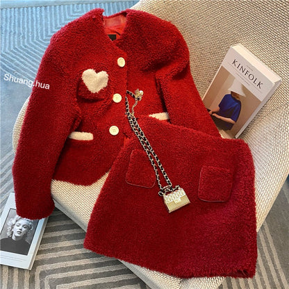 [Original niche] Ladies and gentlemen's small fragrance suit 2022 new women's winter all-match woolen skirt two-piece set
