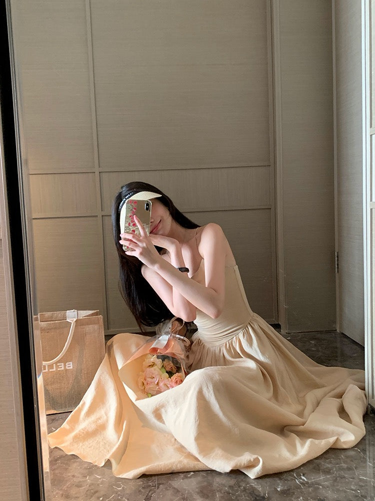 Doudoujiang chic [fascinating all living beings] sexy suspender dress autumn fashion slim sleeveless princess dress