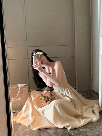 Doudoujiang chic [fascinating all living beings] sexy suspender dress autumn fashion slim sleeveless princess dress