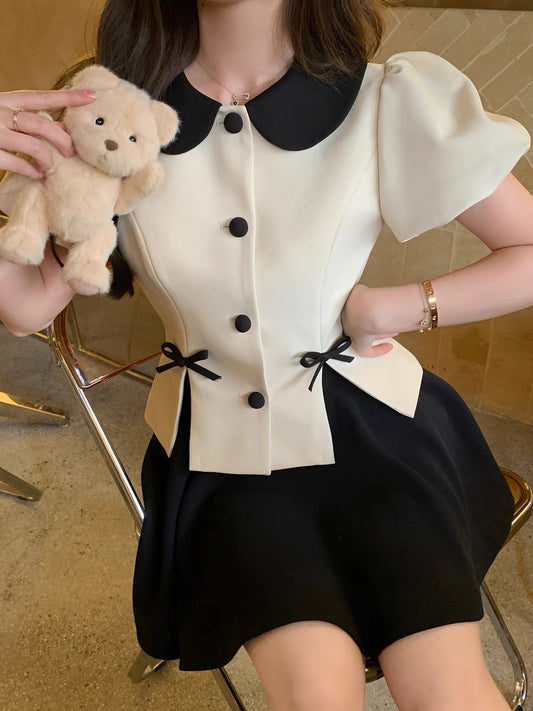 Bingbing is here, temperament, small, original suspender skirt, flower jacquard bow dress, 2021 new autumn girl 1502