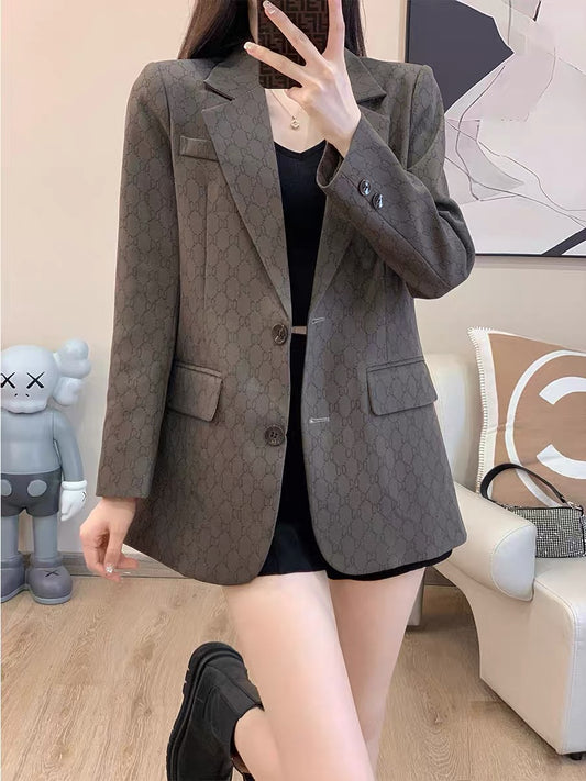2022 autumn and winter new French temperament British style loose and thin high-end fashion fashion Western-style small suit jacket women