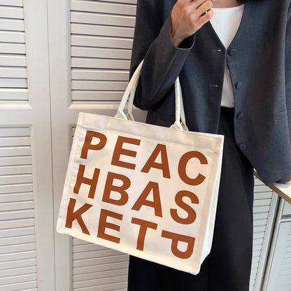 Canvas bag women's summer 2022 new ins super fire letters large capacity tote bag handbag book shopping shoulder bag
