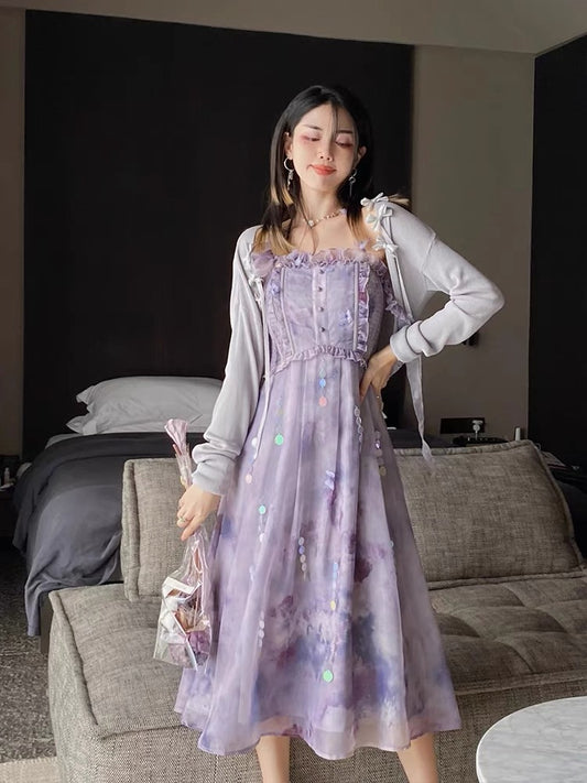 JZ Craftsman "Fleeing Flower Elf" suspender dress 2022 new female niche design summer French dress 1318