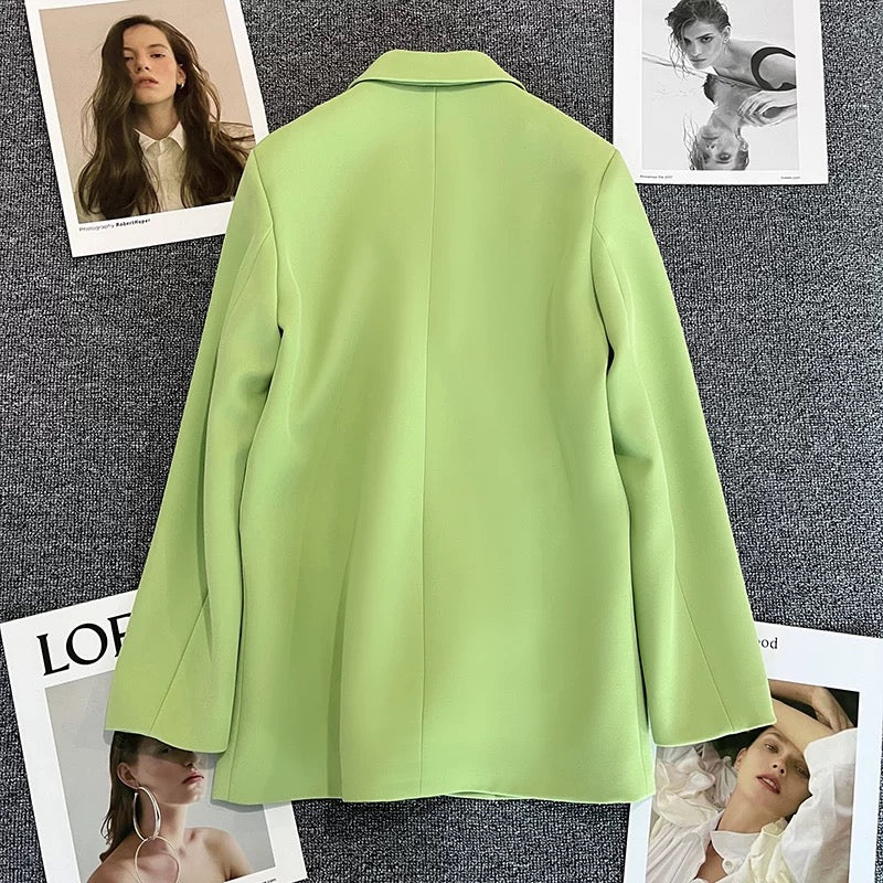 Candy green suit jacket women's 2022 spring and autumn new small man design British style fashion temperament suit 1743