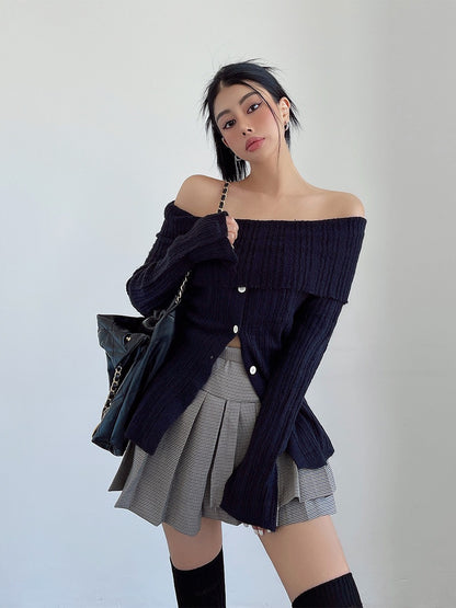 liviahome retro campus style pattern pleated skirt skirt women's autumn and winter high waist anti-light hakama JK