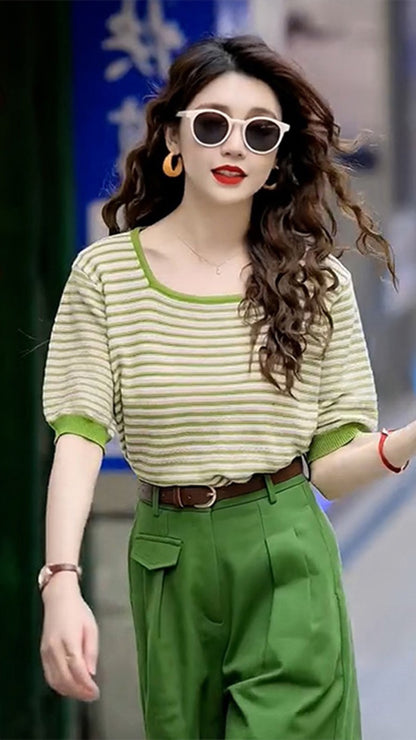 Summer new pear-shaped body tea wear a complete set with milk system slightly fat and thin cover meat two-piece suit for women